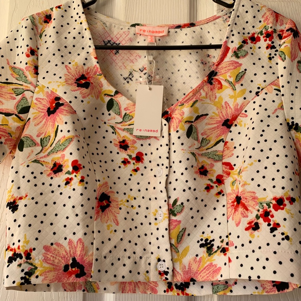 Re:named white w/ black dots/floral print NWT - Picture 2 of 5